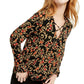 Blusa feminina com sobrepeliz cruzado da INC International Concepts, preta, tamanho pequeno