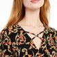 Blusa feminina com sobrepeliz cruzado da INC International Concepts, preta, tamanho pequeno