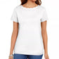 Camiseta feminina Karen Scott de algodão com gola recortada, branca, tamanho médio