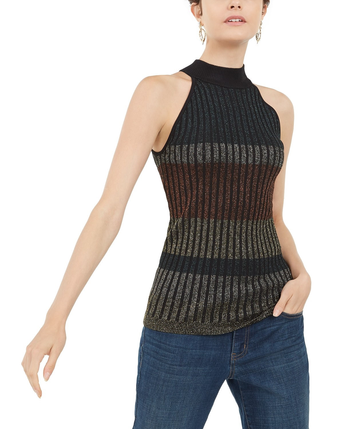 INC International Concepts Suéter com gola alta feminino, tamanho bronze, extra pequeno