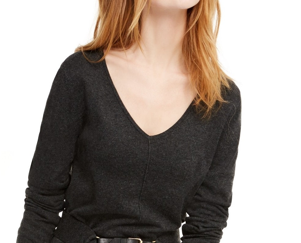 Suéter túnica com cinto feminino INC International Concepts, carvão escuro, tamanho extra pequeno