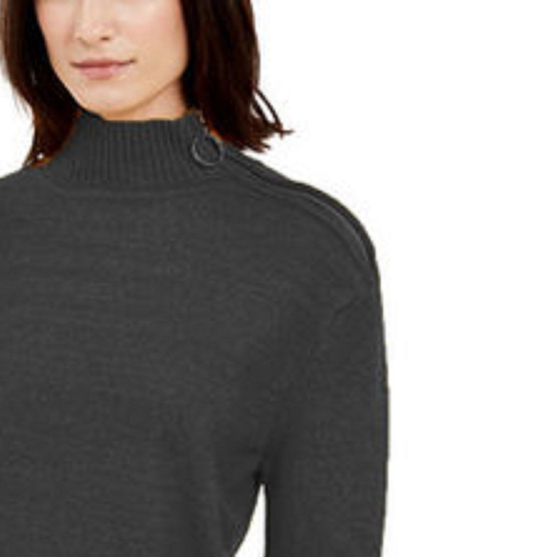 Suéter feminino com zíper lateral da INC International Concepts, preto, tamanho 2, extragrande