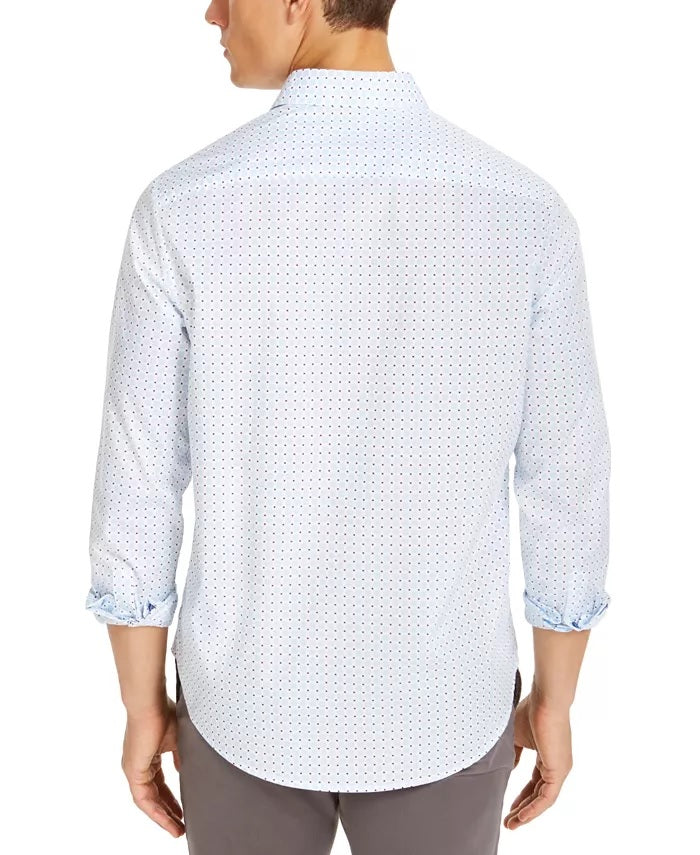 Camisa masculina com estampa de foulard elástico Tasso Elba, azul, tamanho médio
