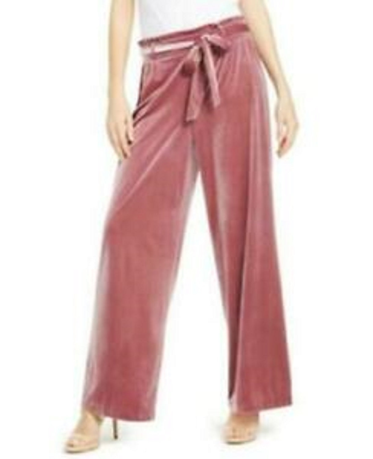 Calça feminina de veludo com perna larga e bolso tipo saco, INC International Concepts, rosa, tamanho extra grande