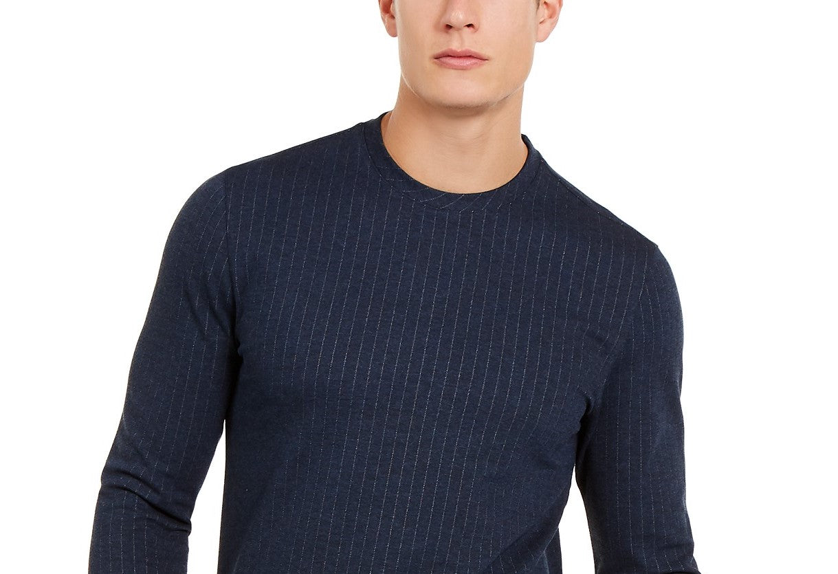 Moletom Alfani Masculino Classic-Fit Stretch Stripe Knit Azul Marinho Tamanho Médio