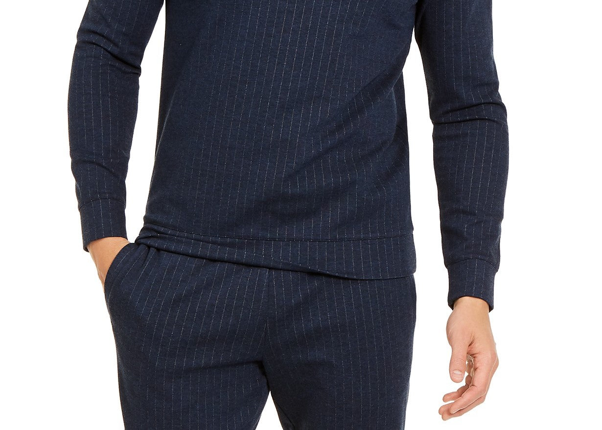 Moletom Alfani Masculino Classic-Fit Stretch Stripe Knit Azul Marinho Tamanho Médio