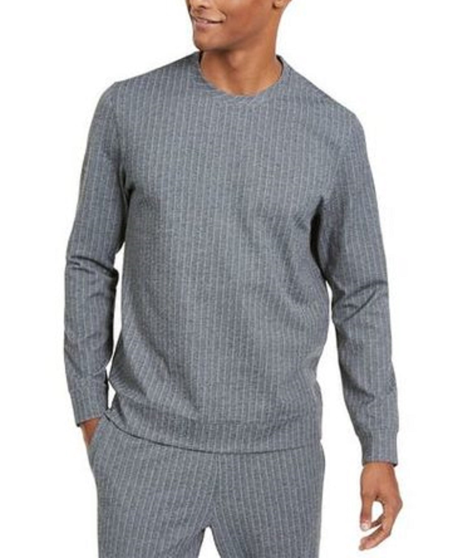 Moletom Alfani Masculino Classic-Fit Stretch Stripe Knit Cinza Tamanho P