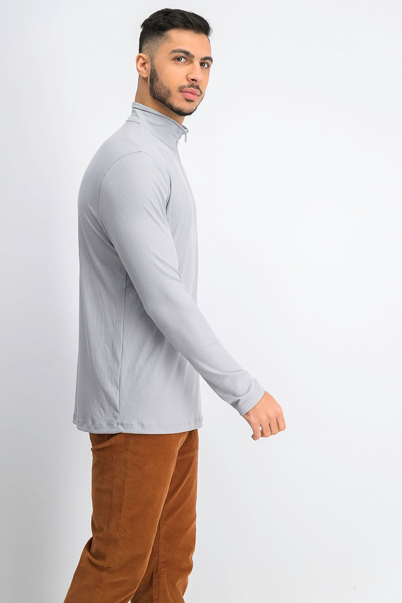 Pulôver leve com nervuras e zíper de um quarto da Alfani Masculino, cinza, tamanho extra grande