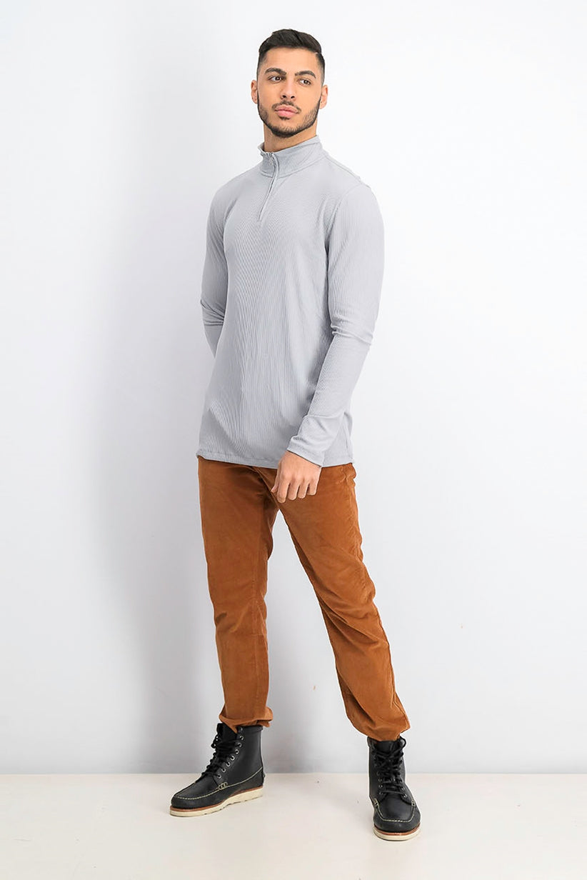 Pulôver masculino Alfani leve canelado com zíper de um quarto, cinza, tamanho XX-G