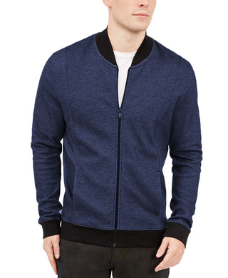 Jaqueta suéter masculina Alfani com zíper frontal, azul marinho, tamanho 2, extra grande