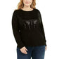 Suéter feminino plus size com lantejoulas e gola redonda, preto, tamanho 0X, da INC International Concepts