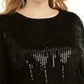 Suéter feminino plus size com lantejoulas e gola redonda, preto, tamanho 0X, da INC International Concepts
