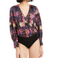 Body feminino Bar III com sobrepeliz estampado em confete, preto, tamanho pequeno