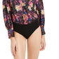 Body feminino Bar III com sobrepeliz estampado em confete, preto, tamanho pequeno
