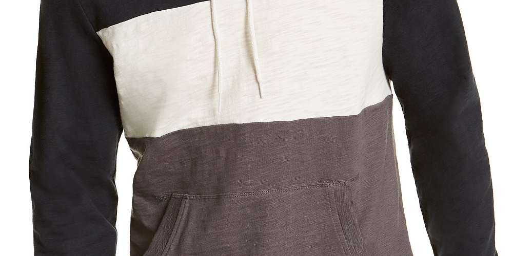 Moletom com capuz masculino Sun + Stone Colorblocked, preto, tamanho médio