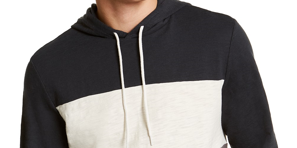 Moletom com capuz masculino Sun + Stone Colorblocked, preto, tamanho XX-G