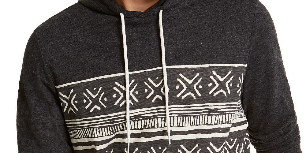 Moletom com capuz listrado masculino Sun + Stone, preto, tamanho pequeno