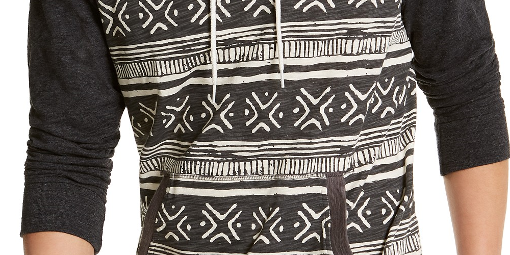 Moletom com capuz listrado masculino Sun + Stone, preto, tamanho pequeno