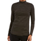 Blusa feminina listrada com gola falsa, preta, tamanho XX-G, da Charter Club
