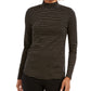 Blusa feminina listrada com gola alta Charter Club, preta, tamanho grande
