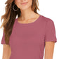 Camiseta feminina com decote redondo Style &amp; Co, tamanho médio, laranja, pequeno