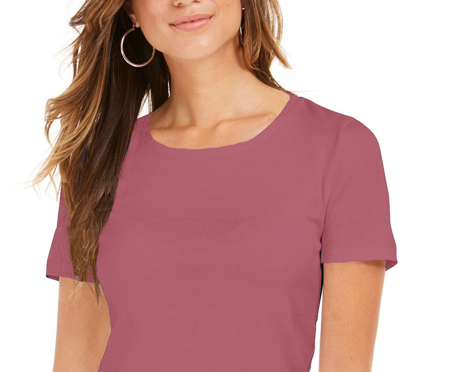 Camiseta feminina com decote redondo Style &amp; Co, tamanho médio, laranja, pequeno