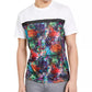 Camiseta masculina com estampa de grafite e acabamento em couro sintético cravejado da INC International Concepts, tamanho X-G