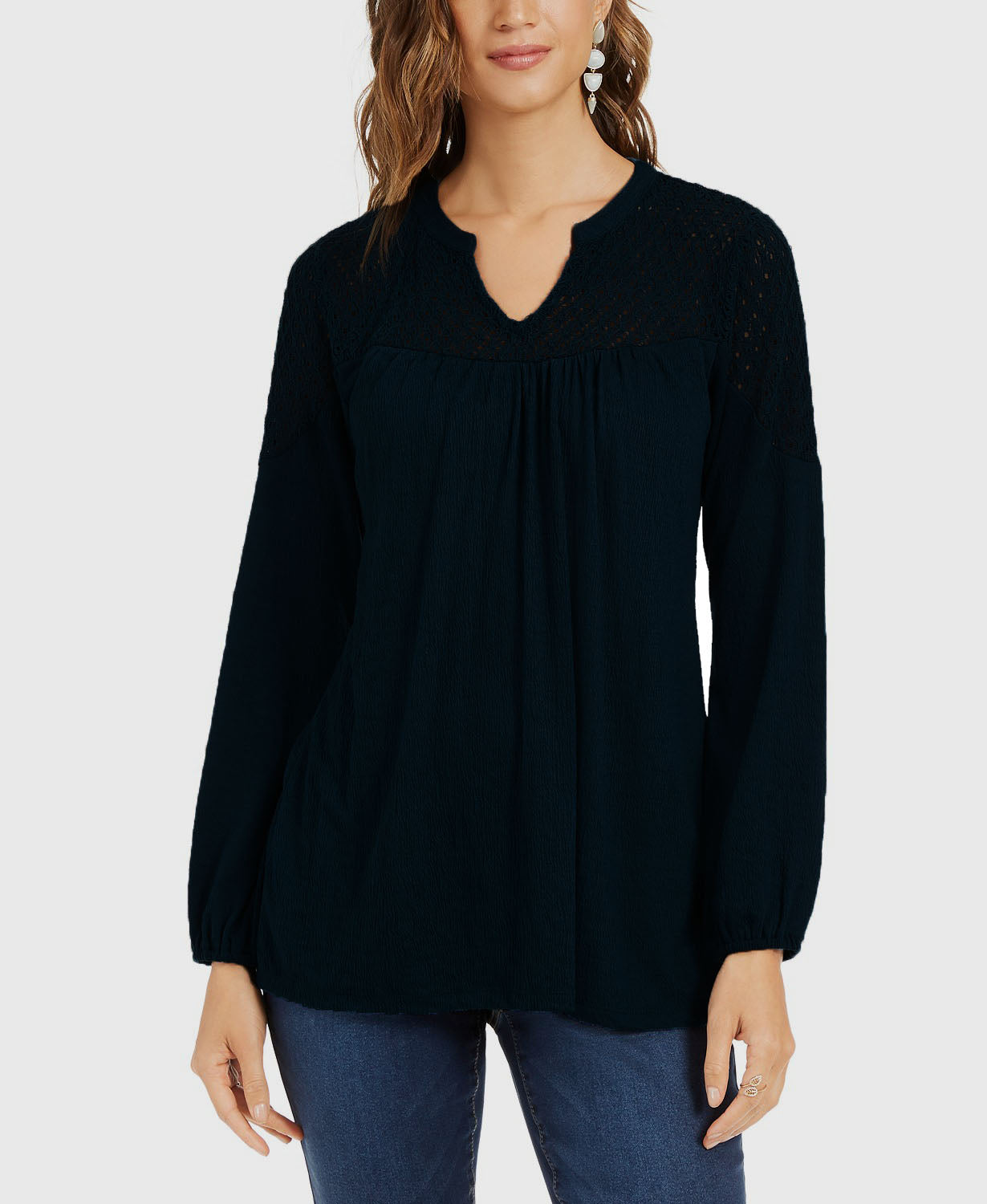 Top de crochê feminino Style &amp; Co, preto, tamanho X-S