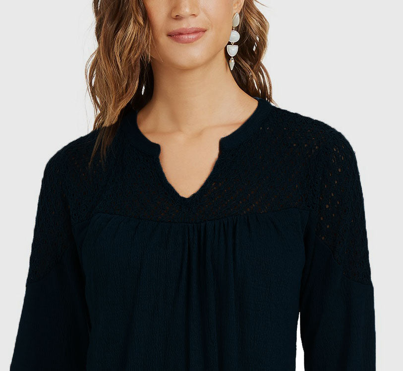 Top de crochê feminino Style &amp; Co, preto, tamanho X-S