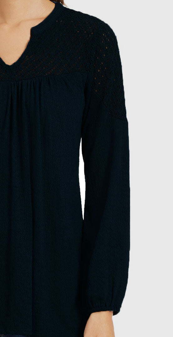 Top de crochê feminino Style &amp; Co, preto, tamanho X-S