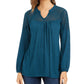 Top de crochê feminino Style &amp; Co, azul, tamanho médio