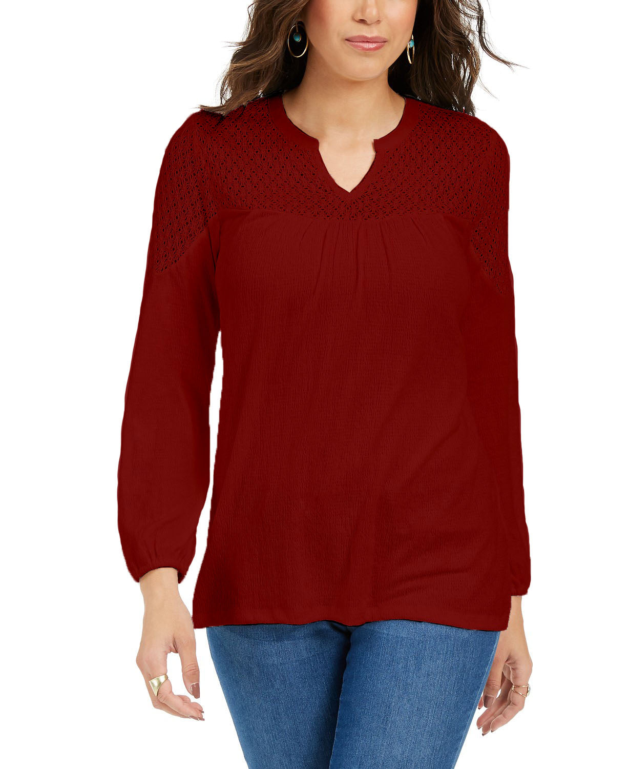 Top de crochê feminino Style &amp; Co, vermelho, tamanho pequeno