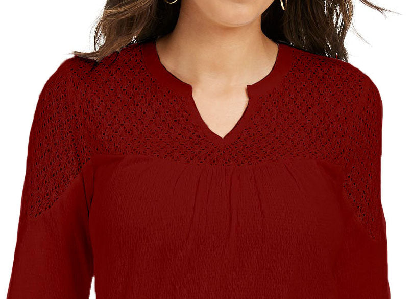 Top de crochê feminino Style &amp; Co, vermelho, tamanho pequeno