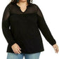 Top de crochê plus size feminino Style &amp; Co, preto, tamanho extra grande