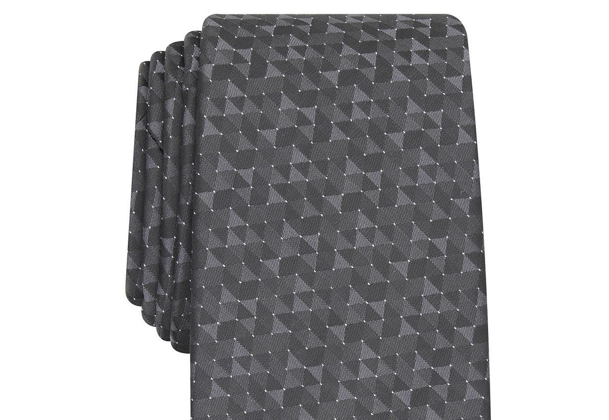 Gravata Alfani Slim Geo Masculina Preta Tamanho Regular