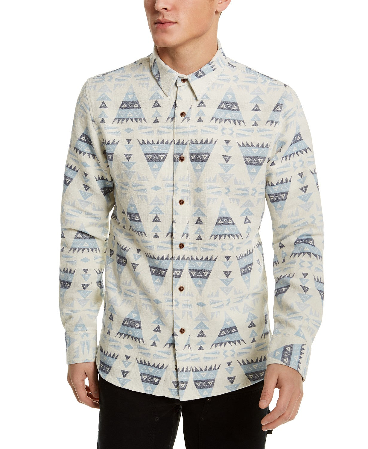 Camisa Geométrica Jacquard Masculina Sun + Stone Azul Marinho Tamanho P