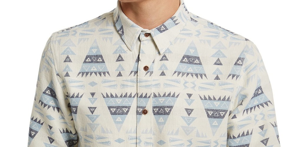 Camisa Geométrica Jacquard Masculina Sun + Stone Azul Marinho Tamanho P