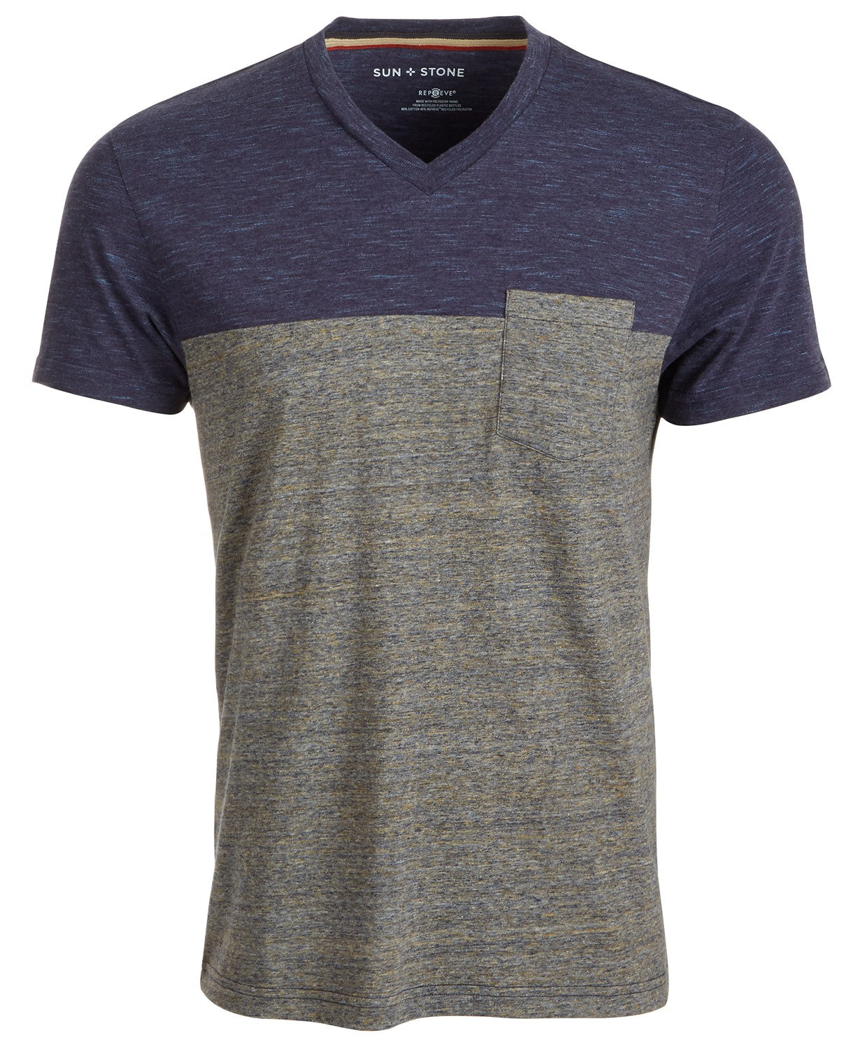 Camiseta masculina Sun + Stone Aiden Pieced Patch Pocket, azul, tamanho extra grande