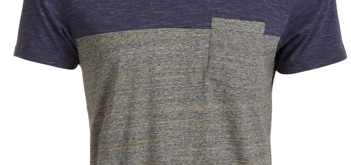 Camiseta masculina Sun + Stone Aiden Pieced Patch Pocket, azul marinho, tamanho grande