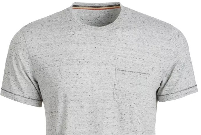 Camiseta masculina Sun &amp; Stone Blair com gola contrastante e costura, tamanho pequeno, branca
