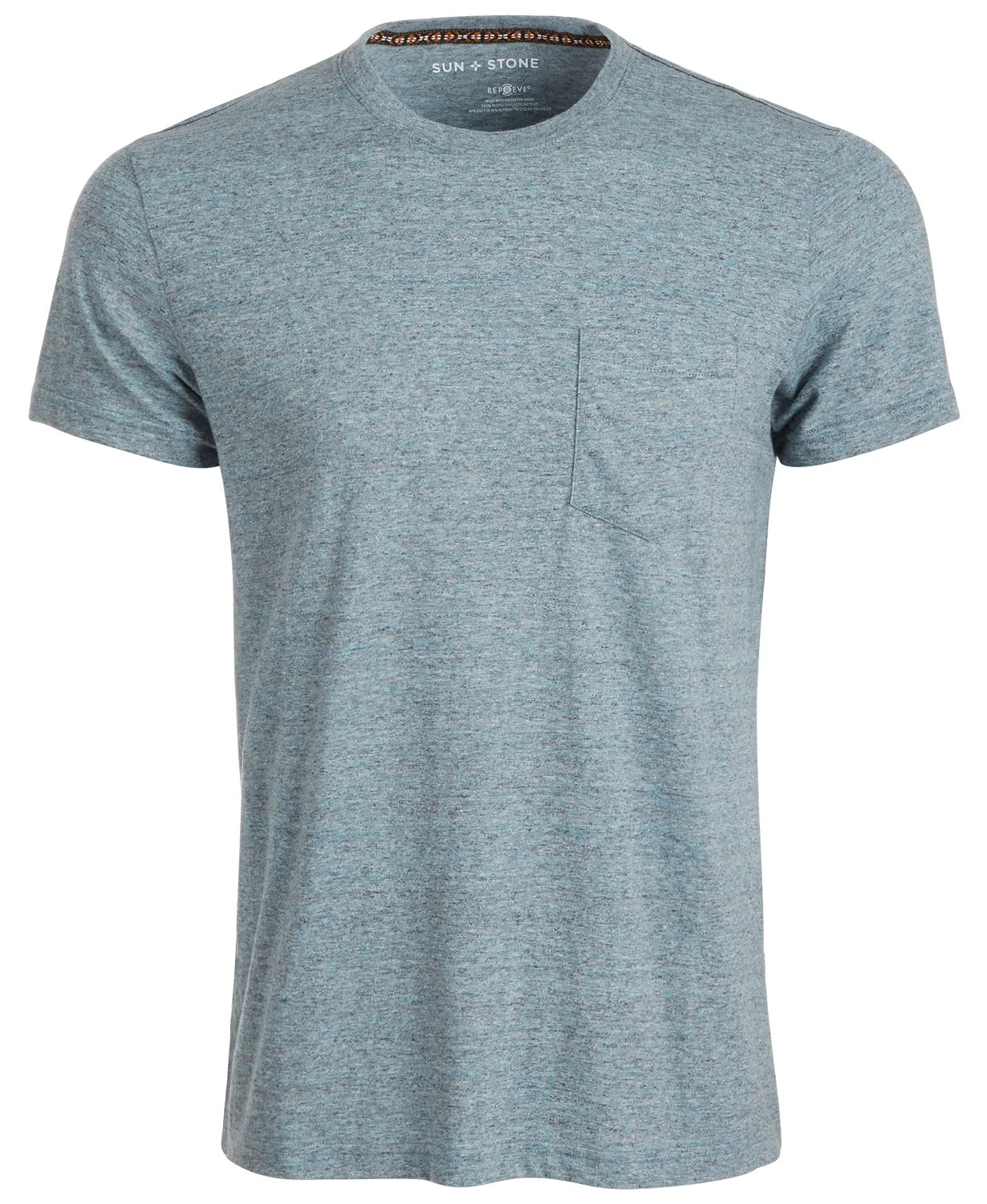 Camiseta masculina Sun + Stone Devin Contrast Chain Stitch, tamanho grande, azul marinho