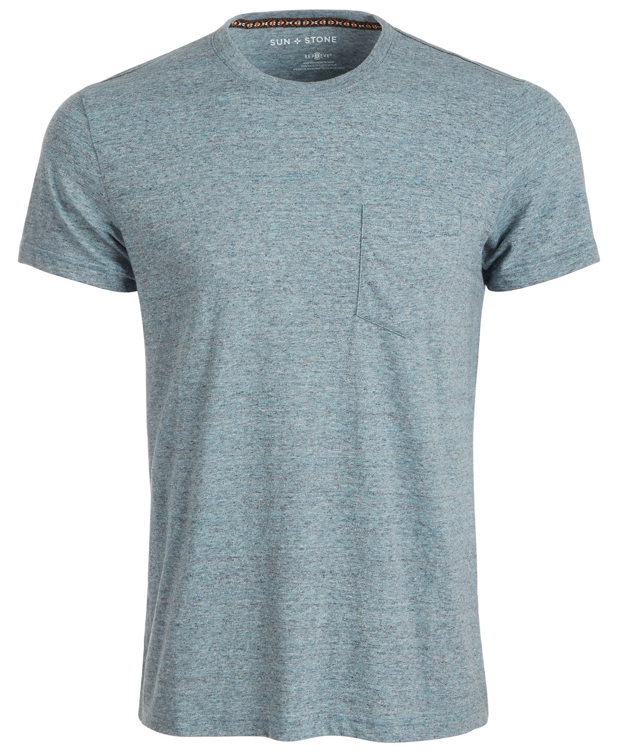 Camiseta masculina Sun + Stone Devin Contrast Chain Stitch, azul marinho, tamanho médio