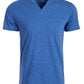 Camiseta masculina Sun + Stone Eden com gola dividida, azul, tamanho médio