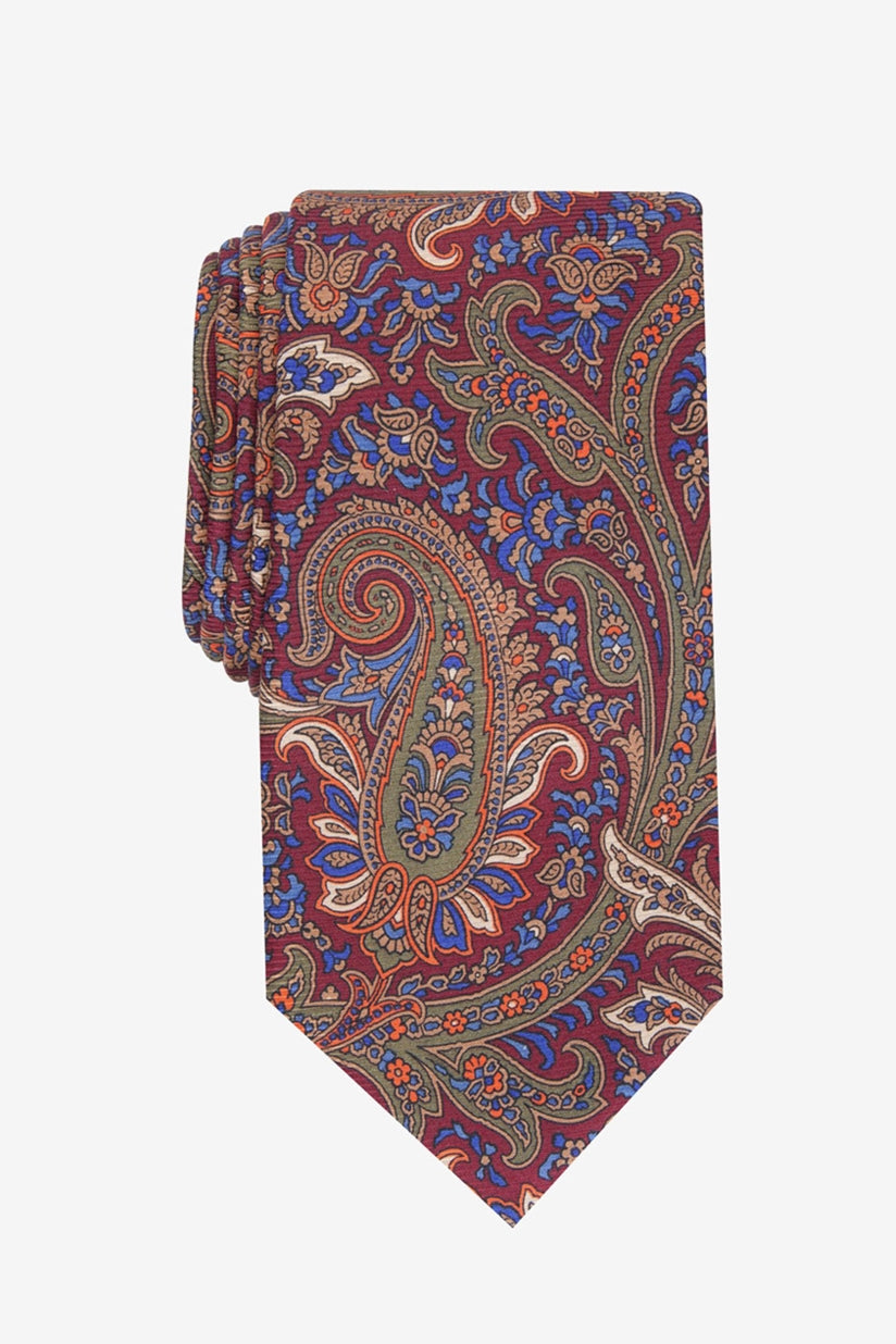 Gravata Tasso Elba Rocco Paisley Masculina Vermelha Tamanho Regular