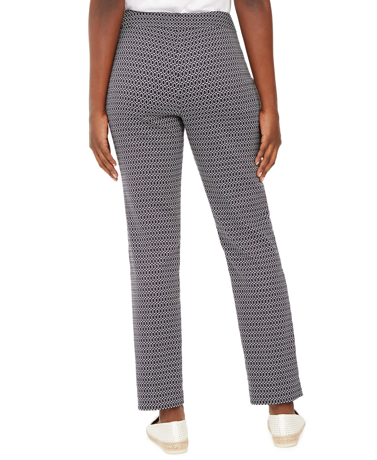 Calças femininas JM Collection Jacquard Pull-On Azul Tamanho P