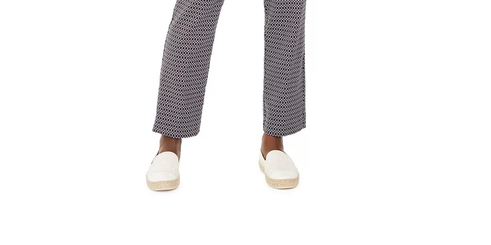 Calças femininas JM Collection Jacquard Pull-On Azul Tamanho P