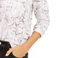 Bar III Moletom com capuz feminino com estampa de mármore, branco, tamanho grande