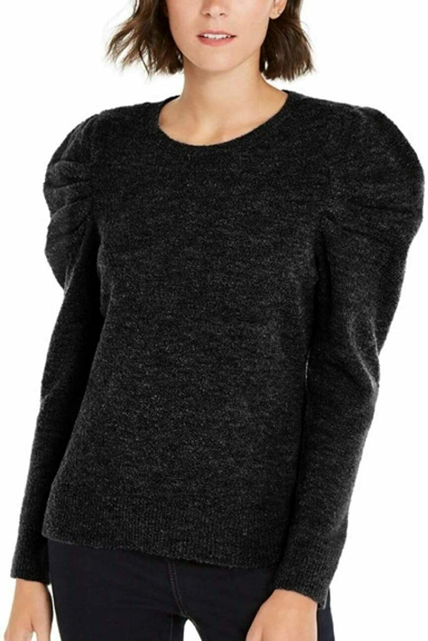 Suéter feminino com manga bufante INC International Concepts, preto, tamanho médio