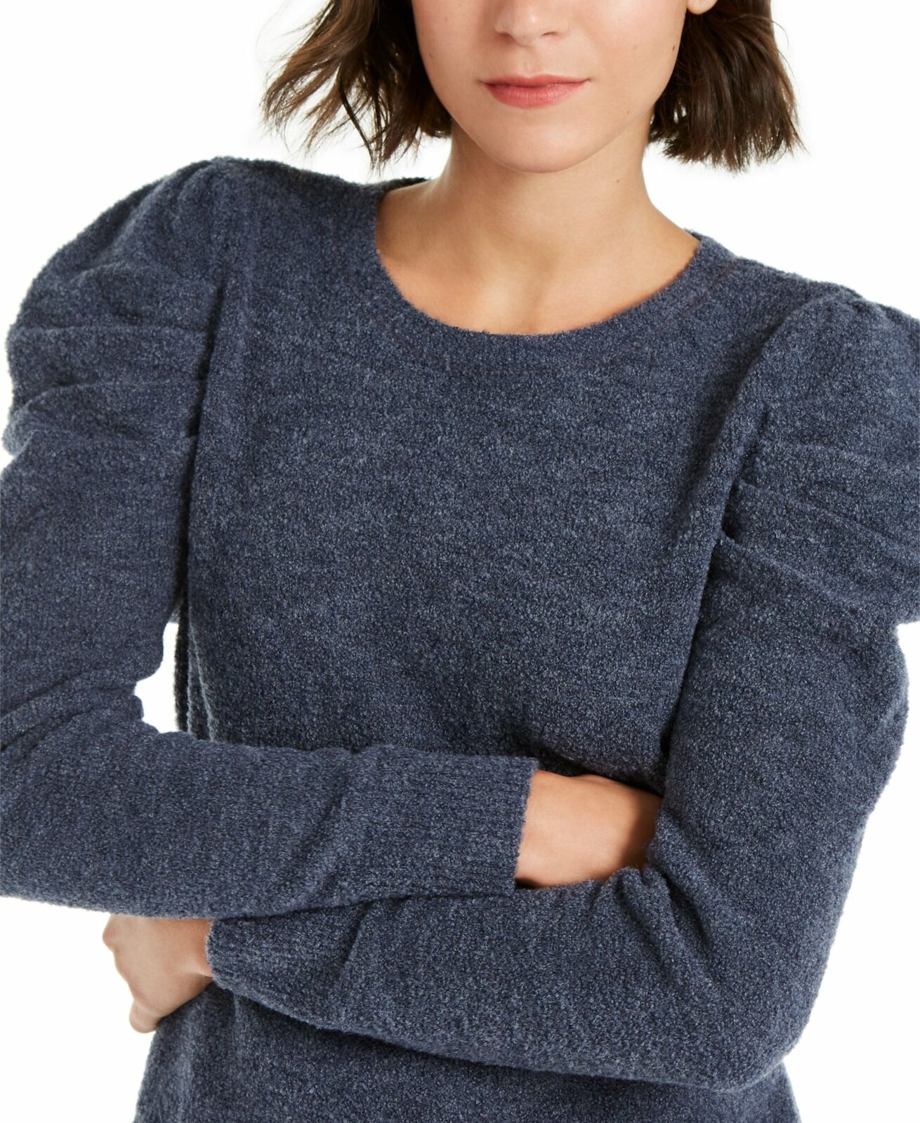 Suéter feminino com manga bufante INC International Concepts, azul marinho, tamanho grande