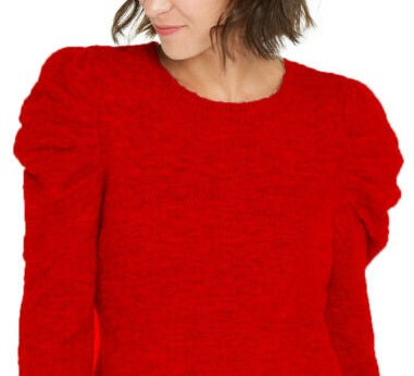 Suéter feminino com manga bufante INC International Concepts, vermelho, tamanho pequeno
